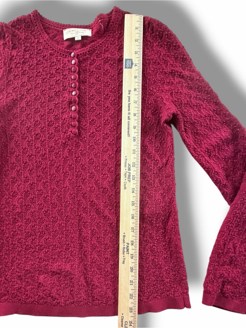 Sezane Alexa Jumper Sweater Size Medium Burgundy Merino Crochet - Picture 7 of 9